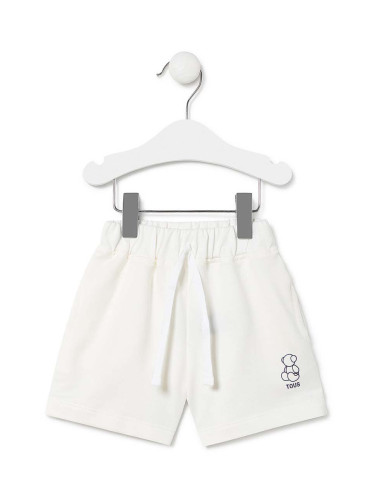 Бебешки къс панталон от памук Tous в бяло с изчистен дизайн