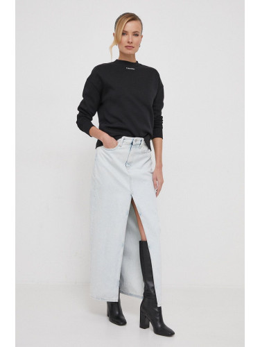 Дънкова пола Calvin Klein Jeans в синьо среднодълга със стандартна кройка J20J222489