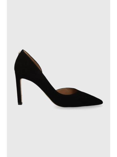 Велурени обувки с тънък ток BOSS Janet в черно 50516217