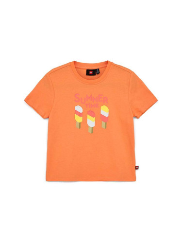 Детска памучна тениска Lego в оранжево