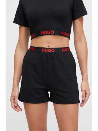 Късо долнище на пижама HUGO дамско в черно 50490600