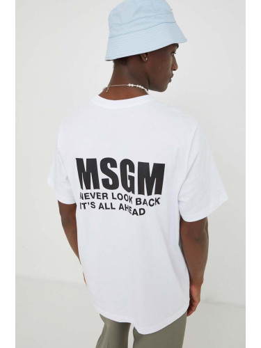 Памучна тениска MSGM в бяло с принт 3640MM130.247002