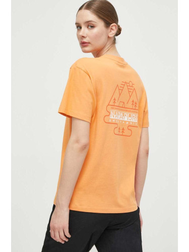 Памучна тениска Napapijri S-Faber в оранжево NP0A4HOLA641