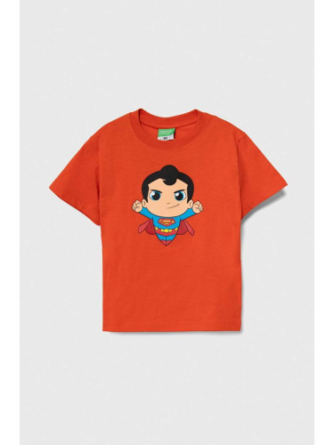 Детска памучна тениска United Colors of Benetton в червено
