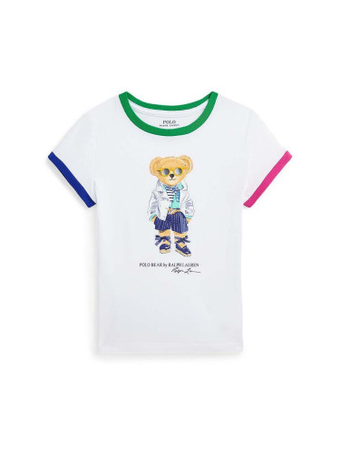 Детска памучна тениска Polo Ralph Lauren в бяло