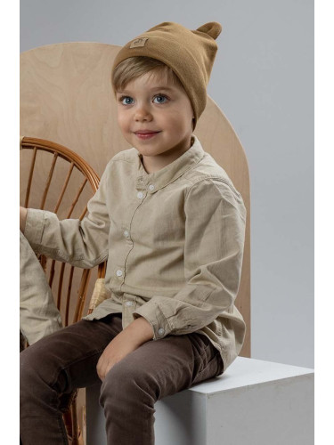 Детска памучна шапка Jamiks BATUMI в жълто с фина плетка от памук