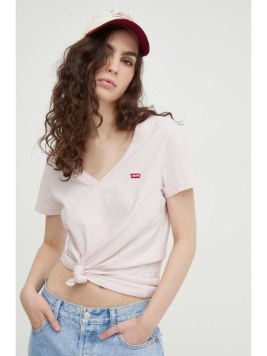 Памучна тениска Levi's в розово