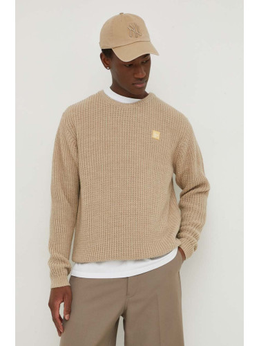 Пуловер с вълна American Vintage PULL ML COL ROND мъжки в бежово MCRA18AE24