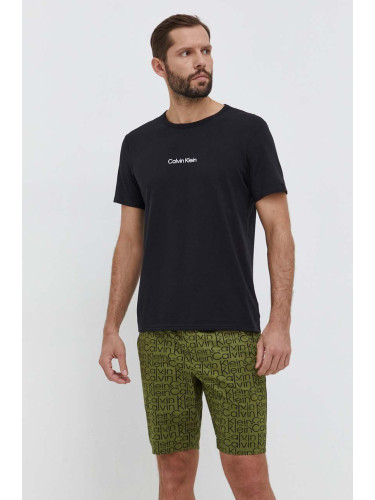 Пижама Calvin Klein Underwear мъжка в зелено с десен 000NM2183E