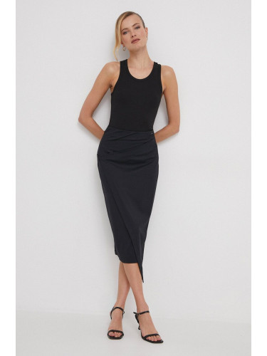 Пола Calvin Klein в черно среднодълга с кройка тип молив K20K206808