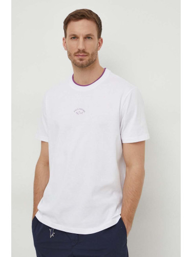 Памучна тениска Paul&Shark в бяло с принт 24411055