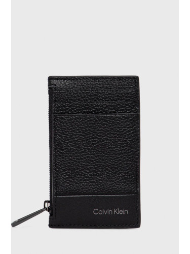 Кожен калъф за карти Calvin Klein мъжки в черно K50K509609