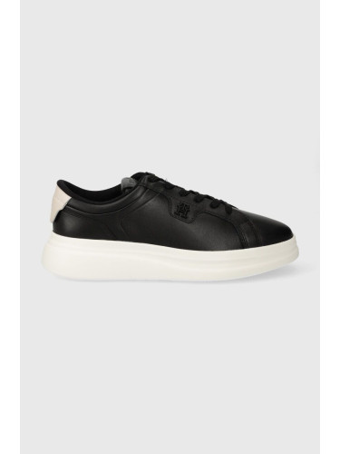 Кожени маратонки Tommy Hilfiger POINTY COURT SNEAKER в черно FW0FW07460