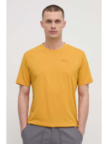 Спортна тениска Jack Wolfskin Delgami в жълто с изчистен дизайн