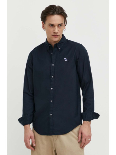 Риза Abercrombie & Fitch мъжка в тъмносиньо със стандартна кройка с яка с копче