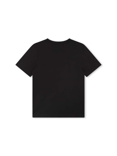 Детска памучна тениска BOSS в черно с принт