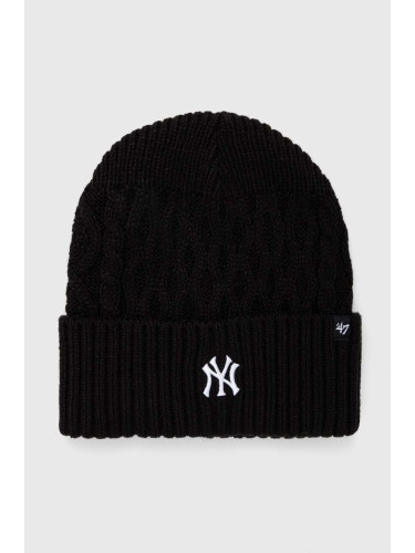 Шапка 47 brand MLB New York Yankees в черно с фина плетка