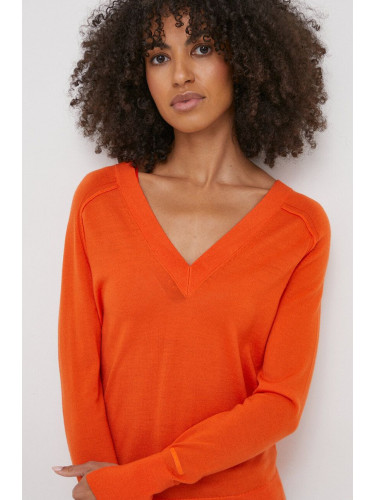 Вълнен пуловер Calvin Klein дамски в оранжево от лека материя K20K206793