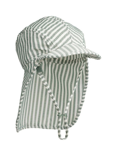 Детска шапка Liewood Lusio Seersucker Sun Hat в тюркоазено с десен