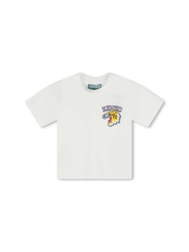 Детска памучна тениска Kenzo Kids в бяло