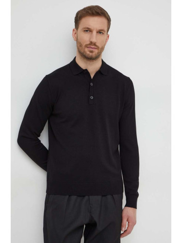 Пуловер Sisley мъжки в черно от лека материя