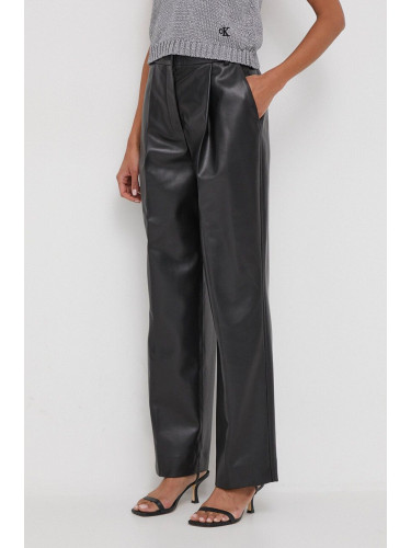 Панталон Calvin Klein в черно с широка каройка, висока талия K20K206313