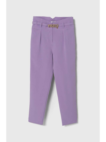 Детски панталон Pinko Up в лилаво с изчистен дизайн