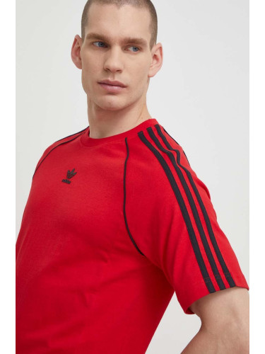 Памучна тениска adidas Originals SST Tee 0 в червено с апликация  IR9449