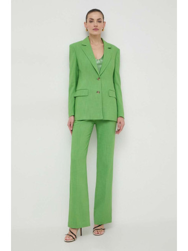 Панталон BOSS в зелено със стандартна кройка, с висока талия 50511972