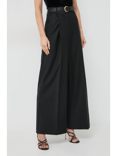 Панталон с вълна Ivy Oak в черно с широка каройка, висока талия IO115169