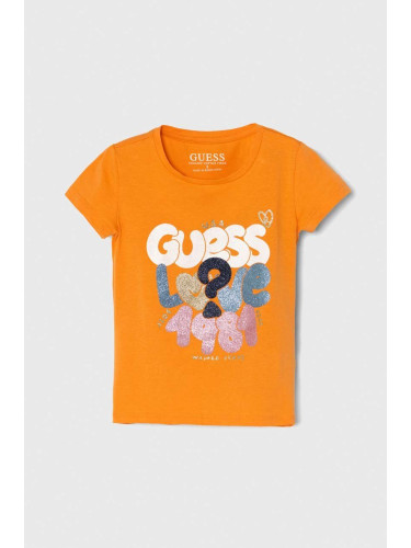 Детска тениска Guess в оранжево