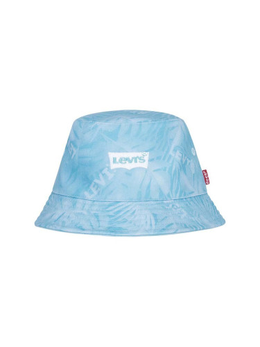 Детска памучна капела с две лица Levi's LAN LEVI'S REVERSIBLE BUCKET C в тюркоазено