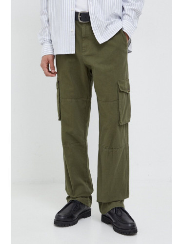 Памучен панталон Les Deux в зелено със стандартна кройка LDM510110