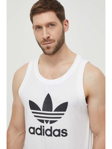 Памучен топ adidas Originals Adicolor Classics Trefoil Tank Top в бяло IA4808