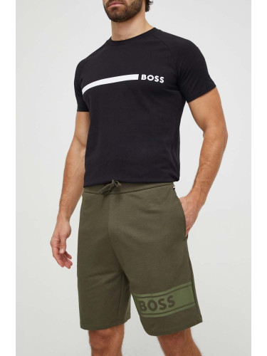 Памучен къс панталон BOSS в зелено 50510635