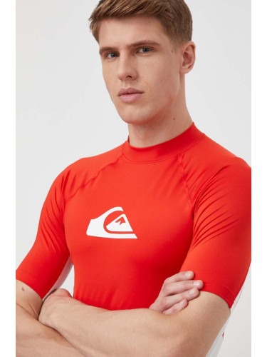 Тениска Quiksilver в червено с принт T-SHIRT DO PŁYWANIA