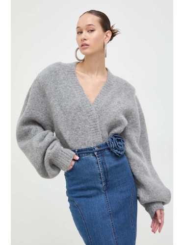 Вълнен пуловер Rotate дамски в сиво от топла материя