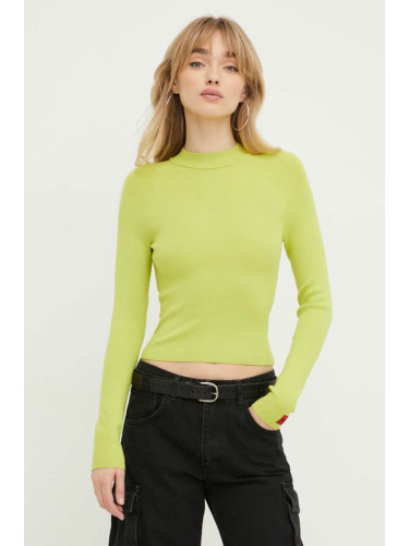 Пуловер HUGO дамски в зелено от лека материя 50508993
