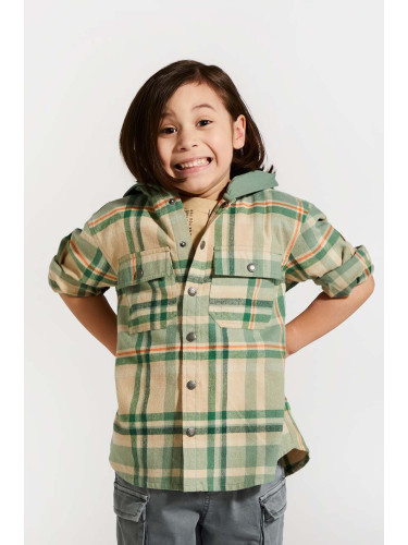 Детска памучна риза Coccodrillo в зелено