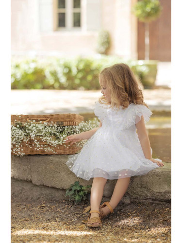 Детска рокля Tartine et Chocolat в бяло къса разкроена
