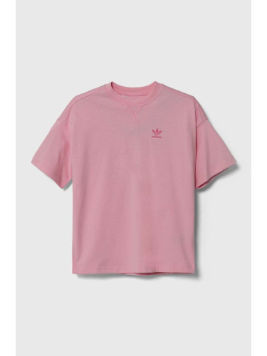 Детска памучна тениска adidas Originals в розово