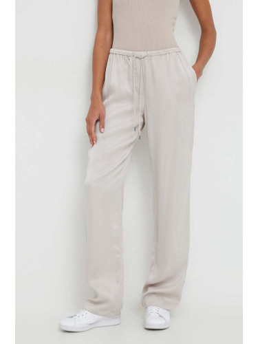 Панталон Calvin Klein в сиво със стандартна кройка, с висока талия K20K206300