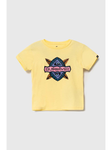 Детска памучна тениска Quiksilver RAINMAKERBOY в жълто с принт