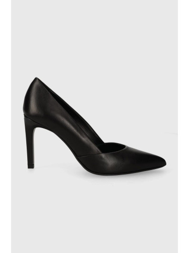 Кожени обувки с тънък ток Calvin Klein HEEL PUMP 90 LEATHER в черно HW0HW01928