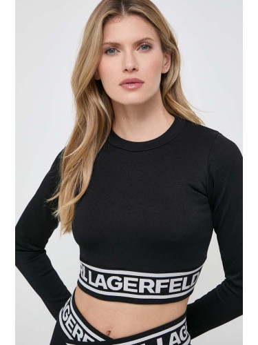 Блуза с дълги ръкави Karl Lagerfeld в черно