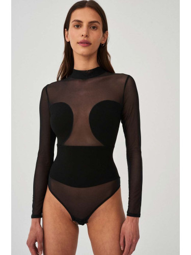 Боди Undress Code All-Nighter Bodysuit в черно от полупрозрачна материя с изчистен дизайн