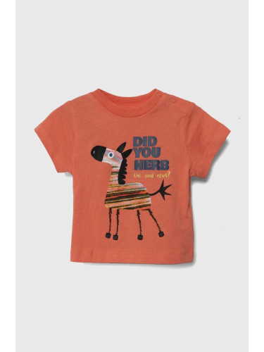 Бебешка памучна тениска zippy в оранжево с принт