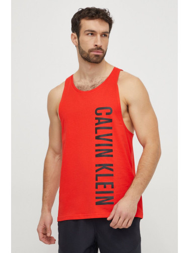 Памучна плажна тениска Calvin Klein в червено KM0KM00997