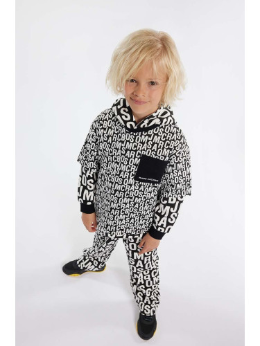 Детска памучна тениска Marc Jacobs в черно с десен
