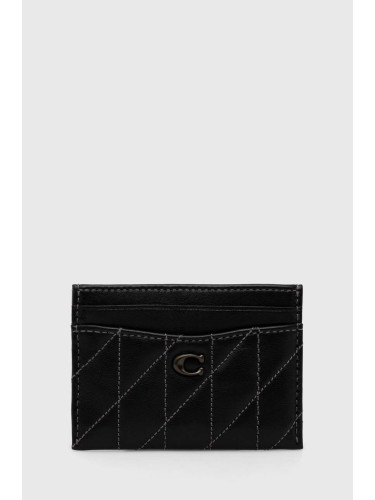 Кожен калъф за карти Coach Essential Card Case в черно